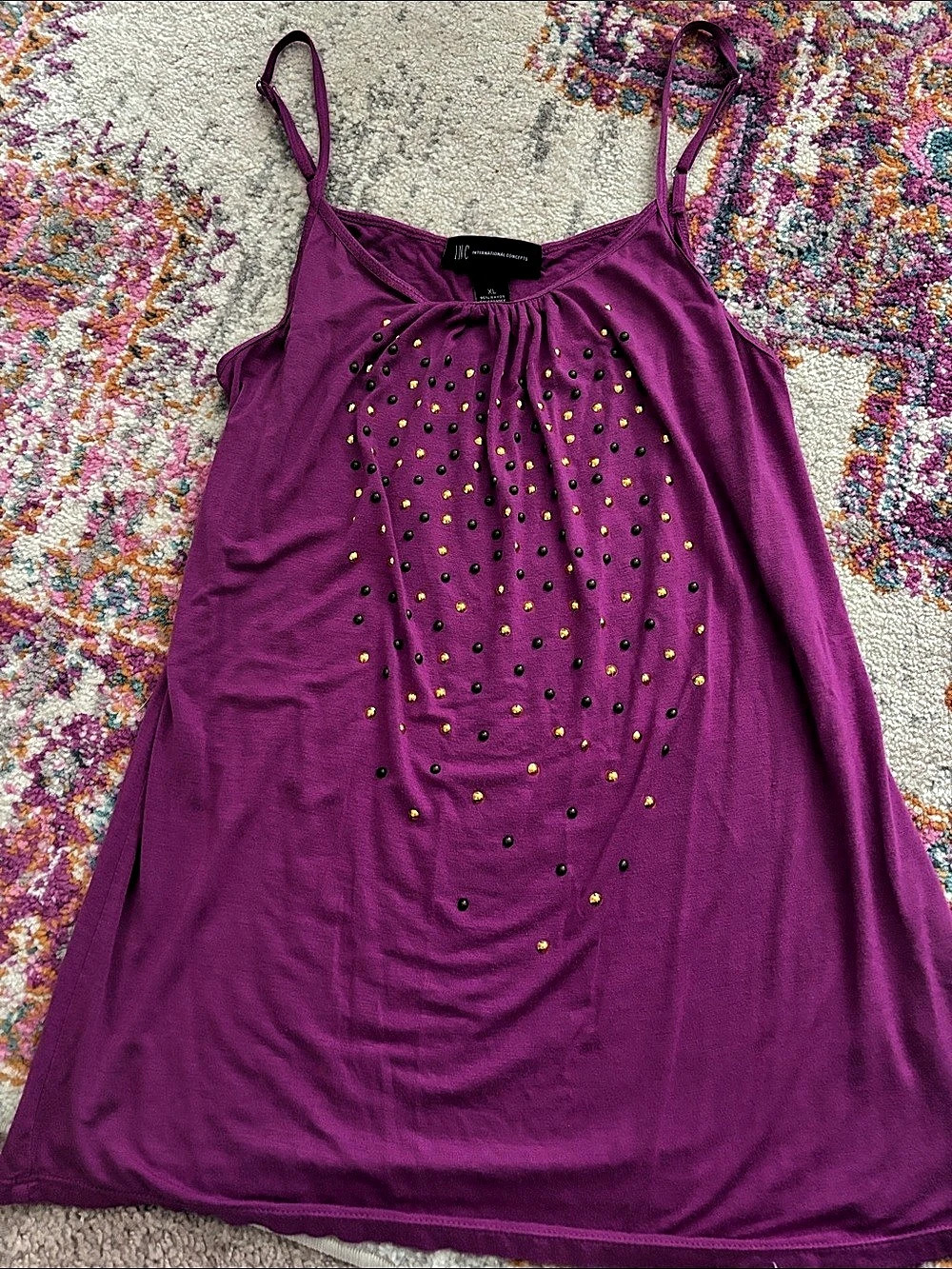 INC International Concepts Embellished Purple Camisole Size XL